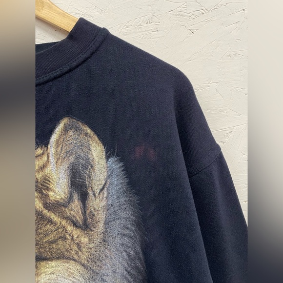 Vintage Wolf Moon Crewneck Sweatshirt, Fits L/XL, Navy - Picture 4 of 6